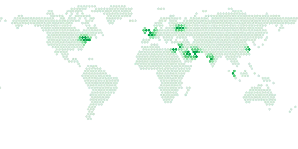 World map highlighting the countries buyer sessions came from